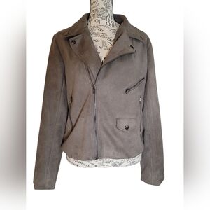 Solitaire by Ravi Khosla Grey Faux Suede  Jacket Size M